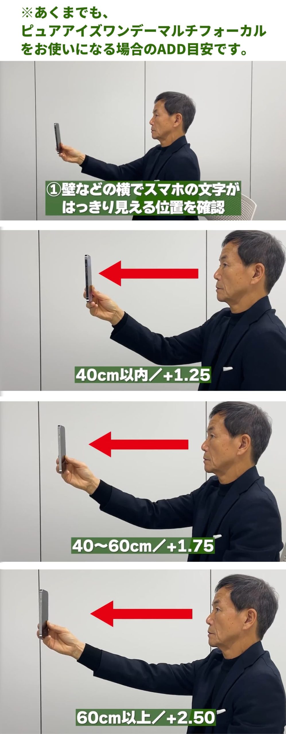 遠近両用コンタクトレンズのADDの測り方（ピュアアイズワンデー マルチフォーカル）